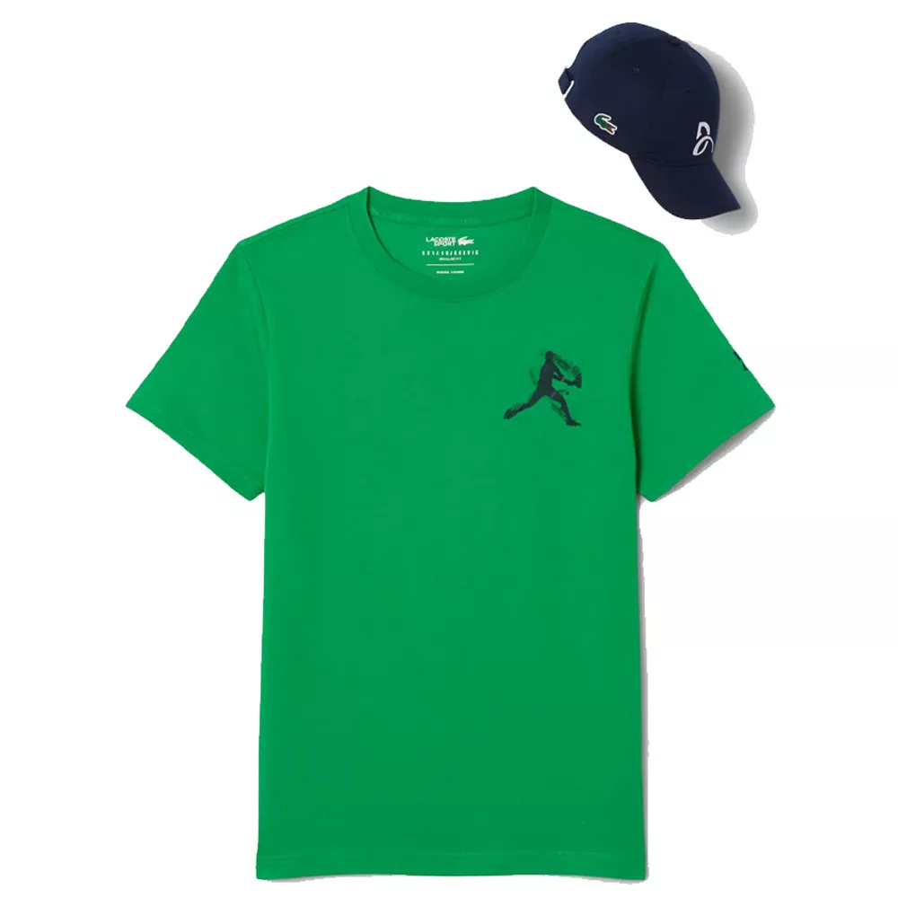 Lacoste Tennis x Novak Djokovic Set T-Shirt + Cap Gr&uuml;n / Blau