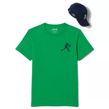 Lacoste Tennis x Novak Djokovic Set T-Shirt + Cap Gr&uuml;n / Blau