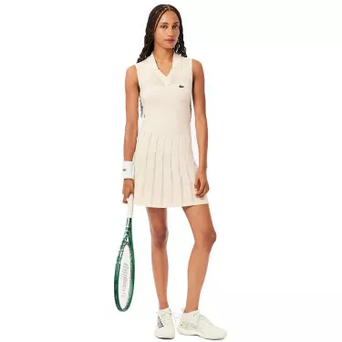 Lacoste Tennis Stretch Kleid Damen Beige
