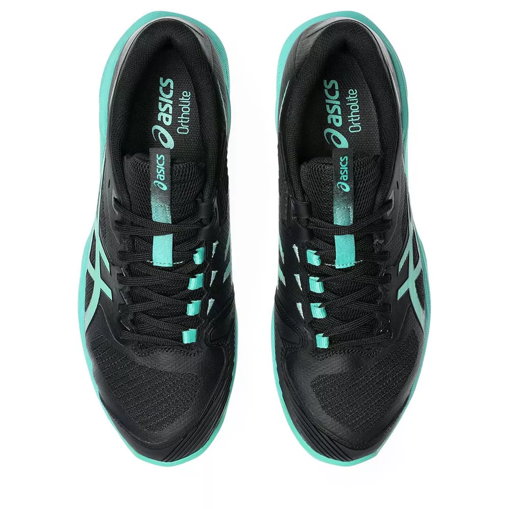 Asics Gel Solution Speed FF 4 Tennisschuhe Sandplatz Schwarz / Gr&uuml;n