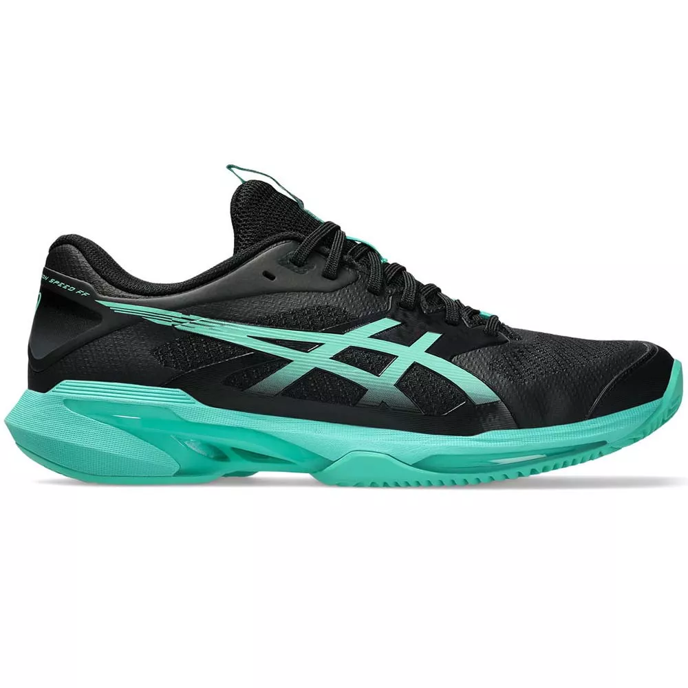 Asics Gel Solution Speed FF 4 Tennisschuhe Sandplatz Schwarz / Gr&uuml;n