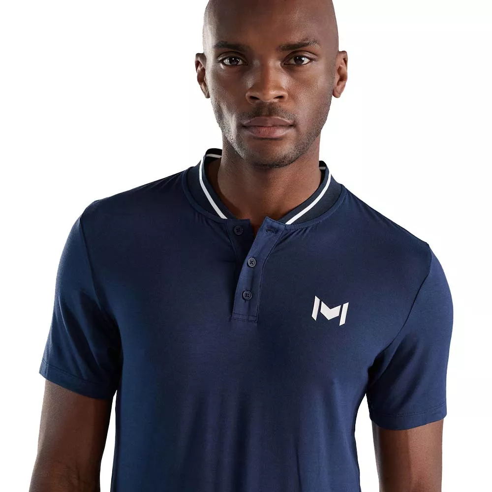 Mouratoglou Mandarin Collar Poloshirt Marineblau