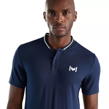 Mouratoglou Mandarin Collar Poloshirt Marineblau