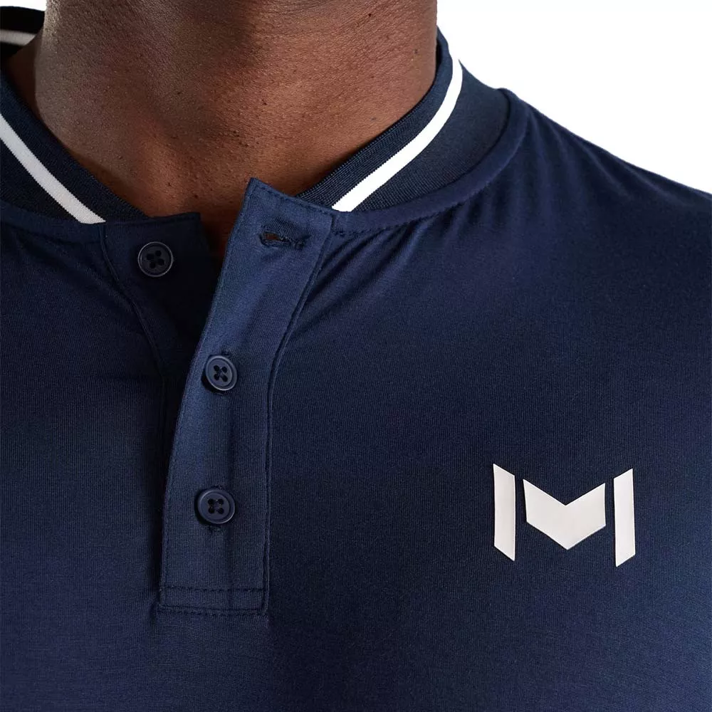 Mouratoglou Mandarin Collar Poloshirt Marineblau