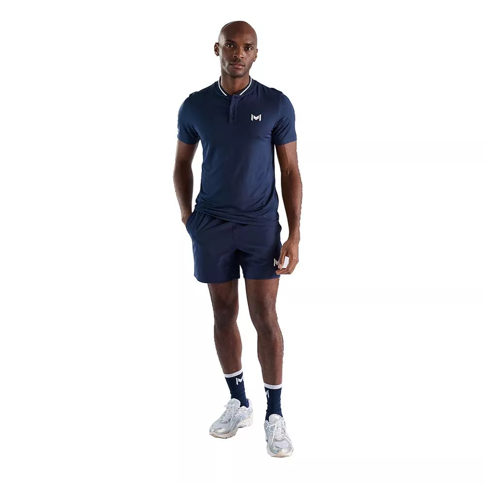 Mouratoglou Mandarin Collar Poloshirt Marineblau