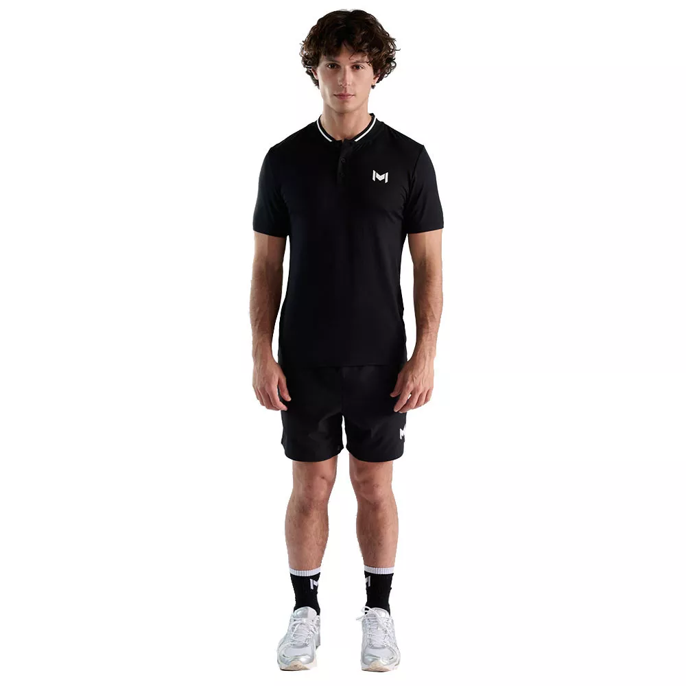 Mouratoglou Mandarin Collar Poloshirt Schwarz