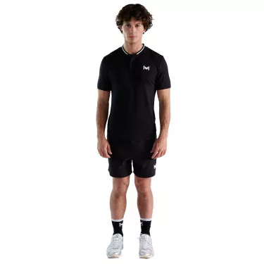 Mouratoglou Mandarin Collar Poloshirt Schwarz