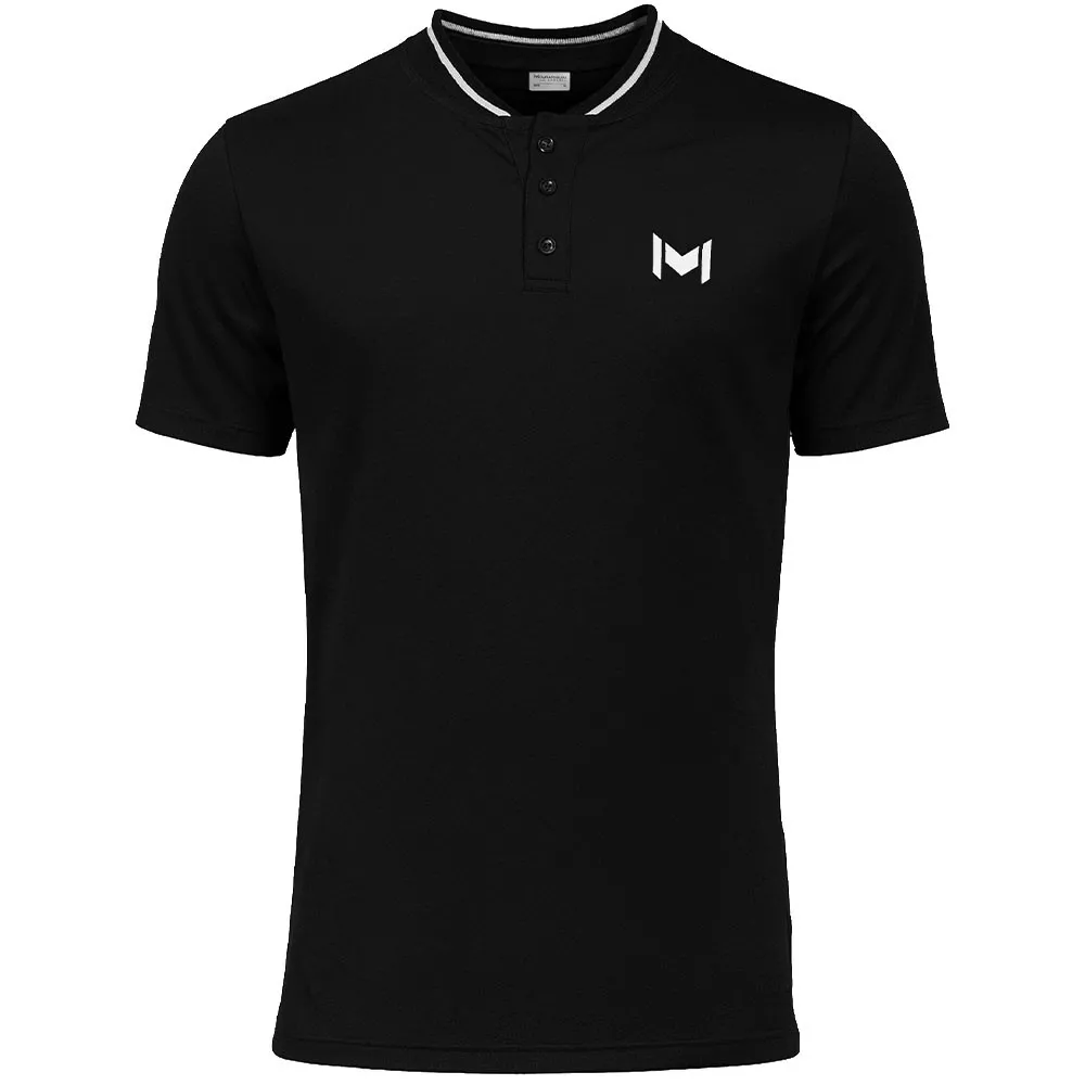 Mouratoglou Mandarin Collar Poloshirt Schwarz