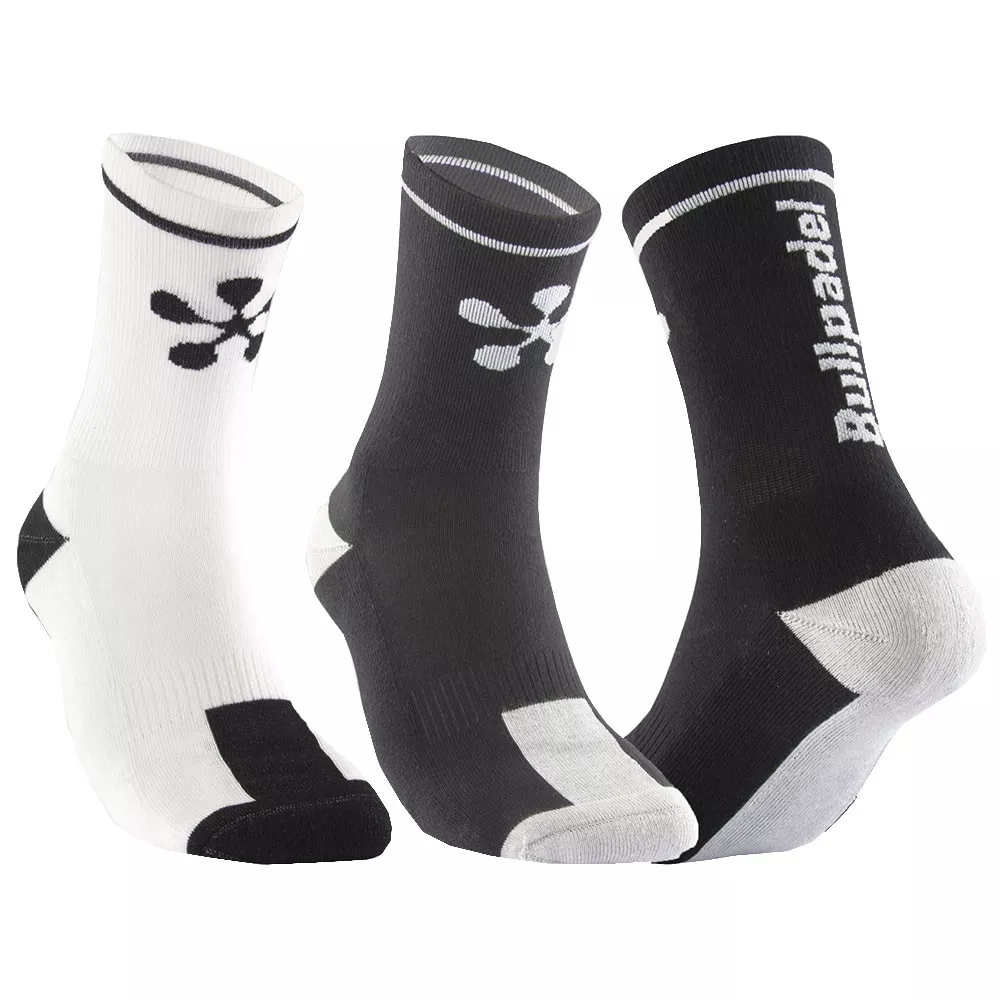 Bullpadel Premier Padel Socken Schwarz / Grau & Wei&szlig; / Schwarz 2er-Pack