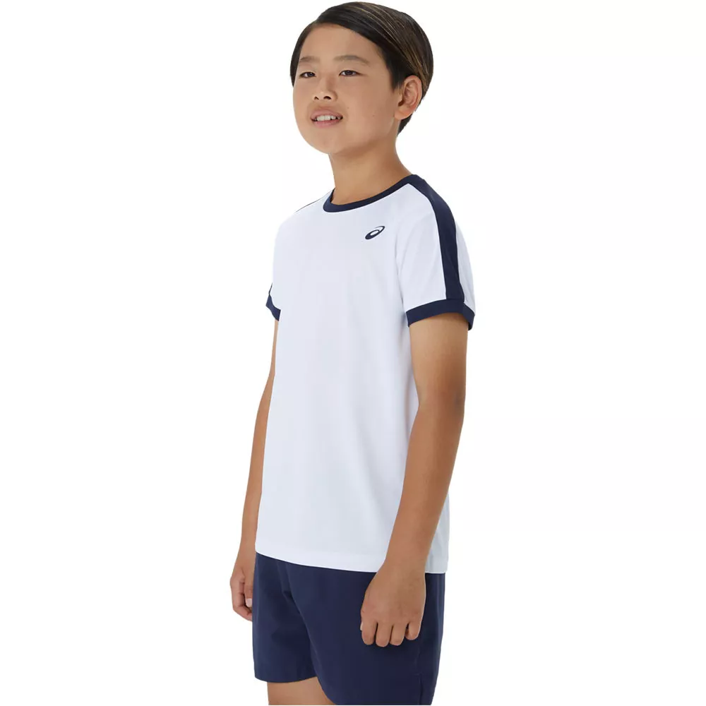 Asics T-Shirt Jungen Wei&szlig; / Marineblau