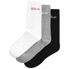 Wilson Crew Logo Tennissocken 3er-Pack Wei&szlig; / Grau / Schwarz