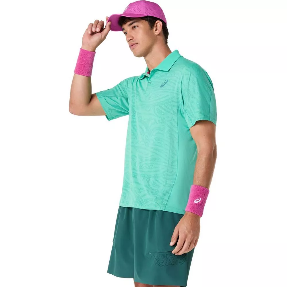 Asics Match Jacquard SS Poloshirt Gr&uuml;n