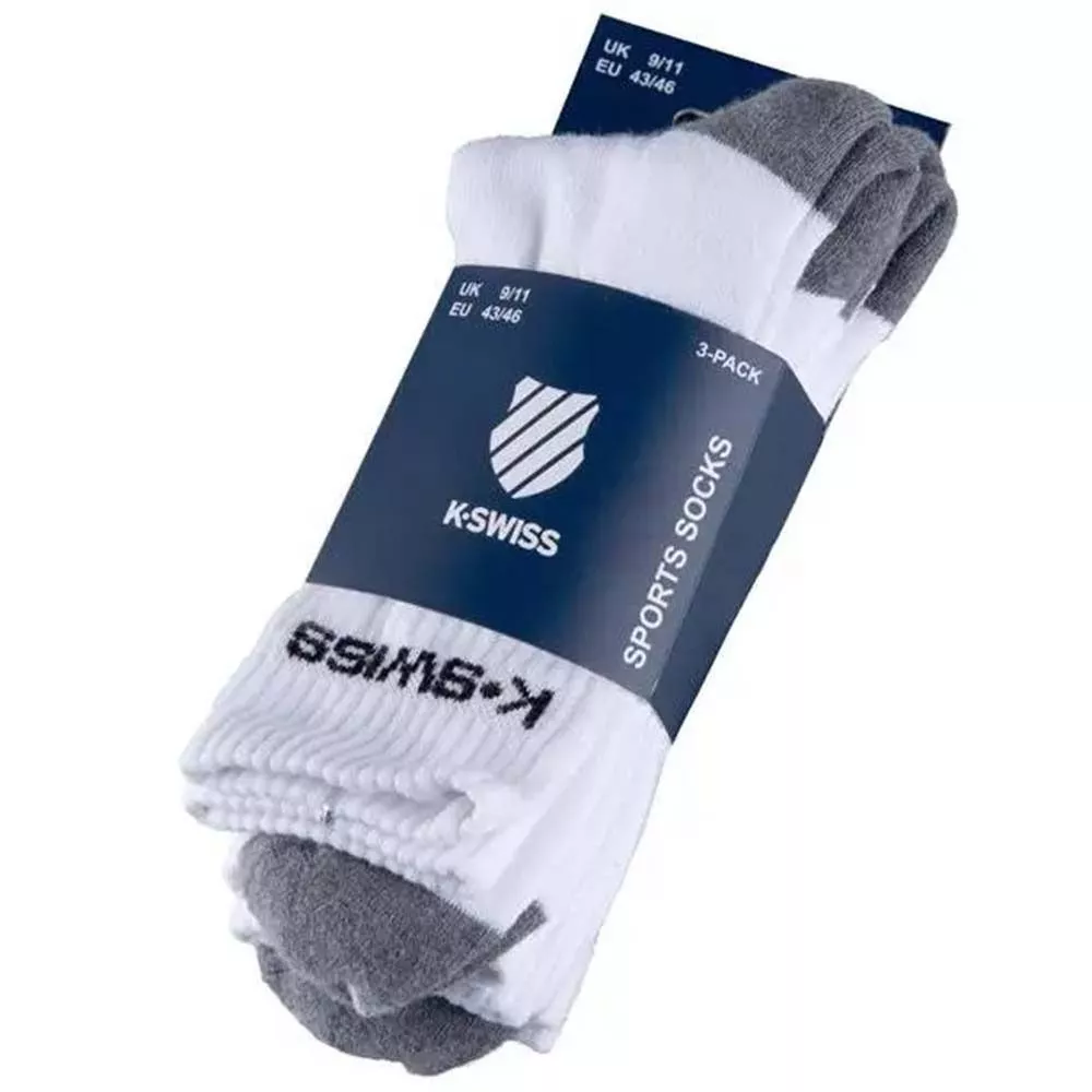 K-Swiss Sport Crew Socks Tennissocken 3er-Pack Wei&szlig; / Schwarz