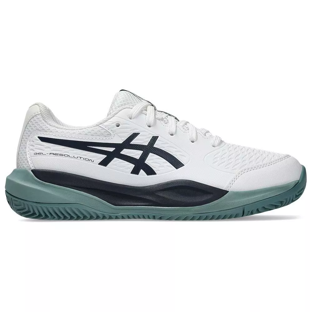 Asics Gel Resolution X GS Tennisschuhe Junior Sandplatz Wei&szlig; / Nachtblau