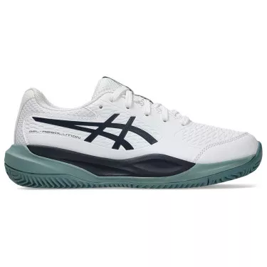 Asics Gel Resolution X GS Tennisschuhe Junior Sandplatz Wei&szlig; / Nachtblau