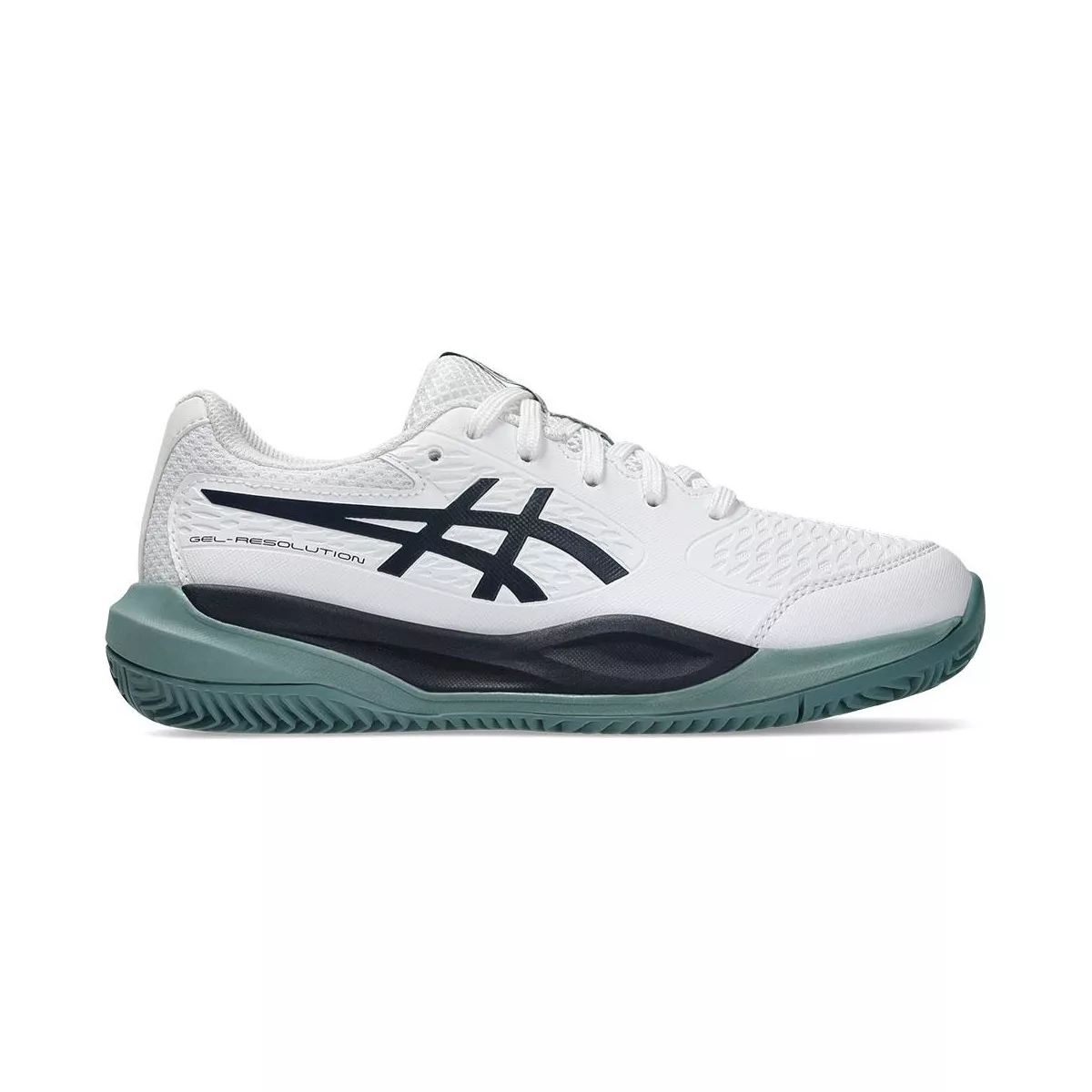 Asics Gel Resolution X GS Tennisschuhe Junior Sandplatz Wei&szlig; / Nachtblau