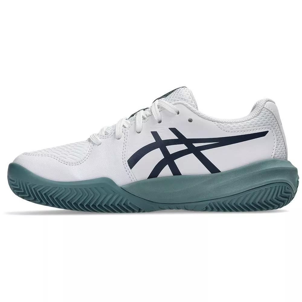 Asics Gel Resolution X GS Tennisschuhe Junior Sandplatz Wei&szlig; / Nachtblau