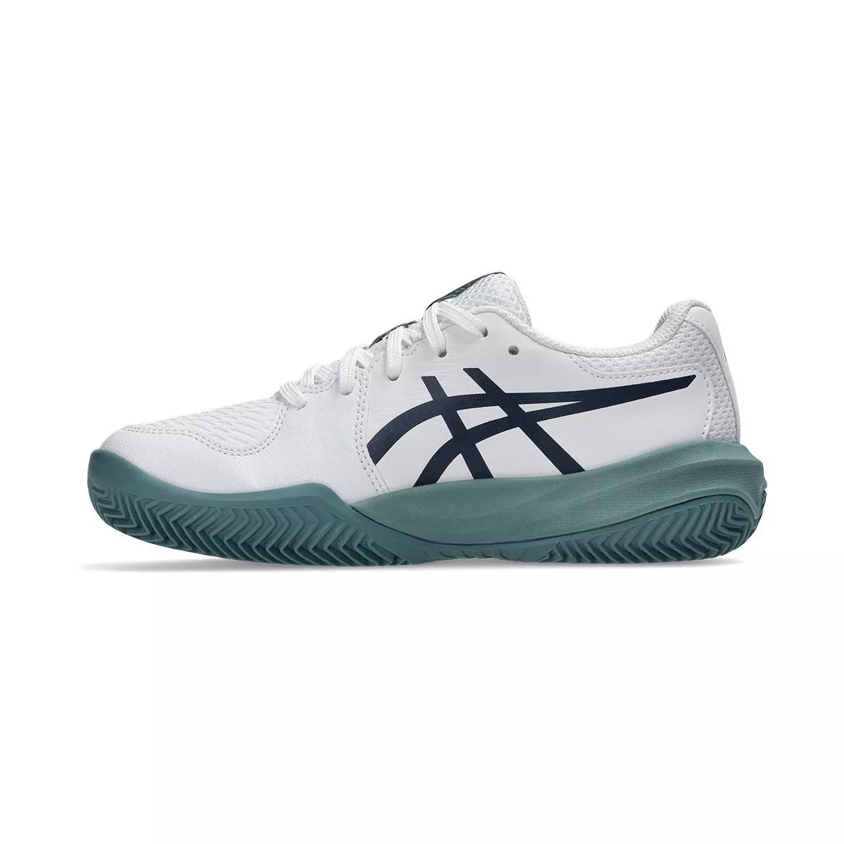 Asics Gel Resolution X GS Tennisschuhe Junior Sandplatz Wei&szlig; / Nachtblau