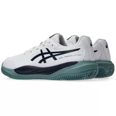 Asics Gel Resolution X GS Tennisschuhe Junior Sandplatz Wei&szlig; / Nachtblau