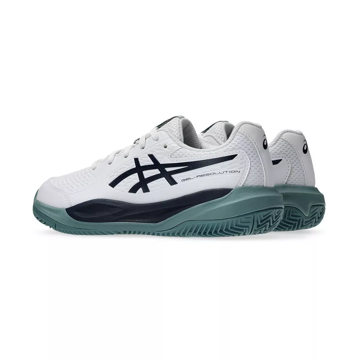 Asics Gel Resolution X GS Tennisschuhe Junior Sandplatz Wei&szlig; / Nachtblau