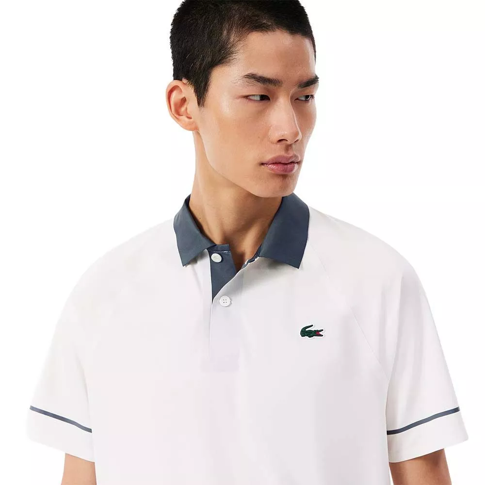 Lacoste Tennis Novak Djokovic On Court Poloshirt Wei&szlig; / Grau