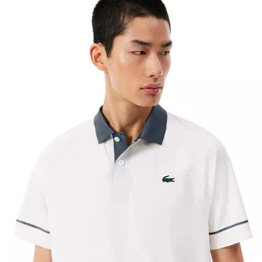 Lacoste Tennis Novak Djokovic On Court Poloshirt Wei&szlig; / Grau