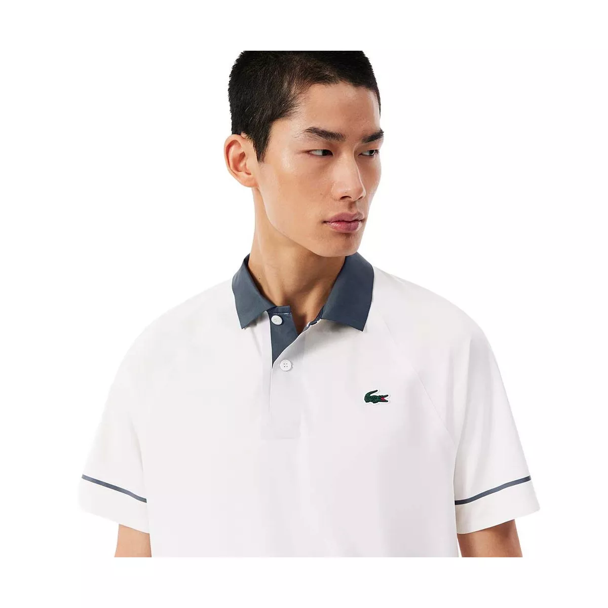 Lacoste Tennis Novak Djokovic On Court Poloshirt Wei&szlig; / Grau