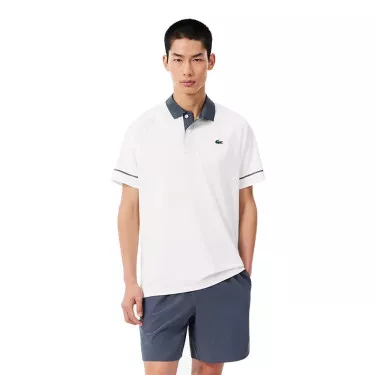 Lacoste Tennis Novak Djokovic On Court Poloshirt Wei&szlig; / Grau