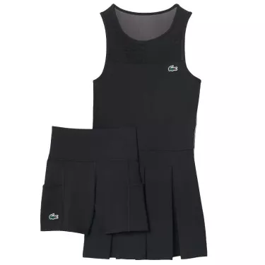 Lacoste Tennis Plisseekleid Stretch Schwarz