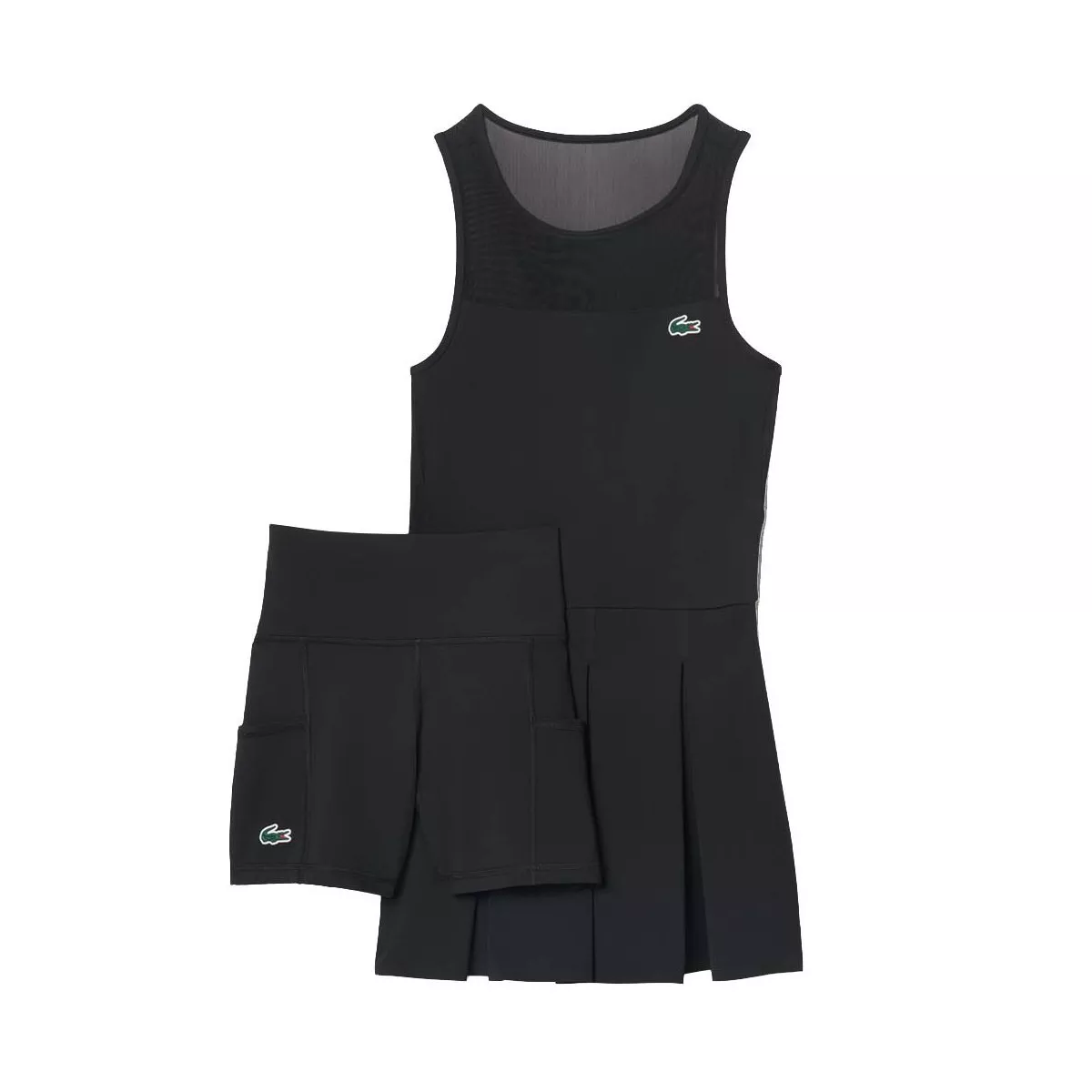 Lacoste Tennis Plisseekleid Stretch Schwarz