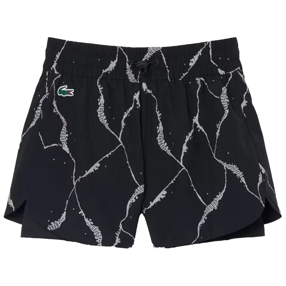 Lacoste Tennis Tennisshorts Reflektierender Druck Damen Schwarz