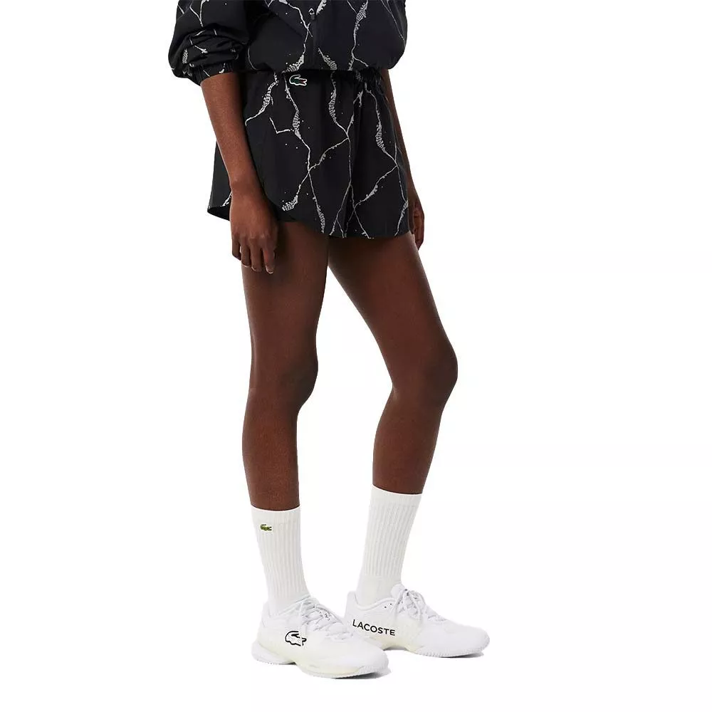 Lacoste Tennis Tennisshorts Reflektierender Druck Damen Schwarz