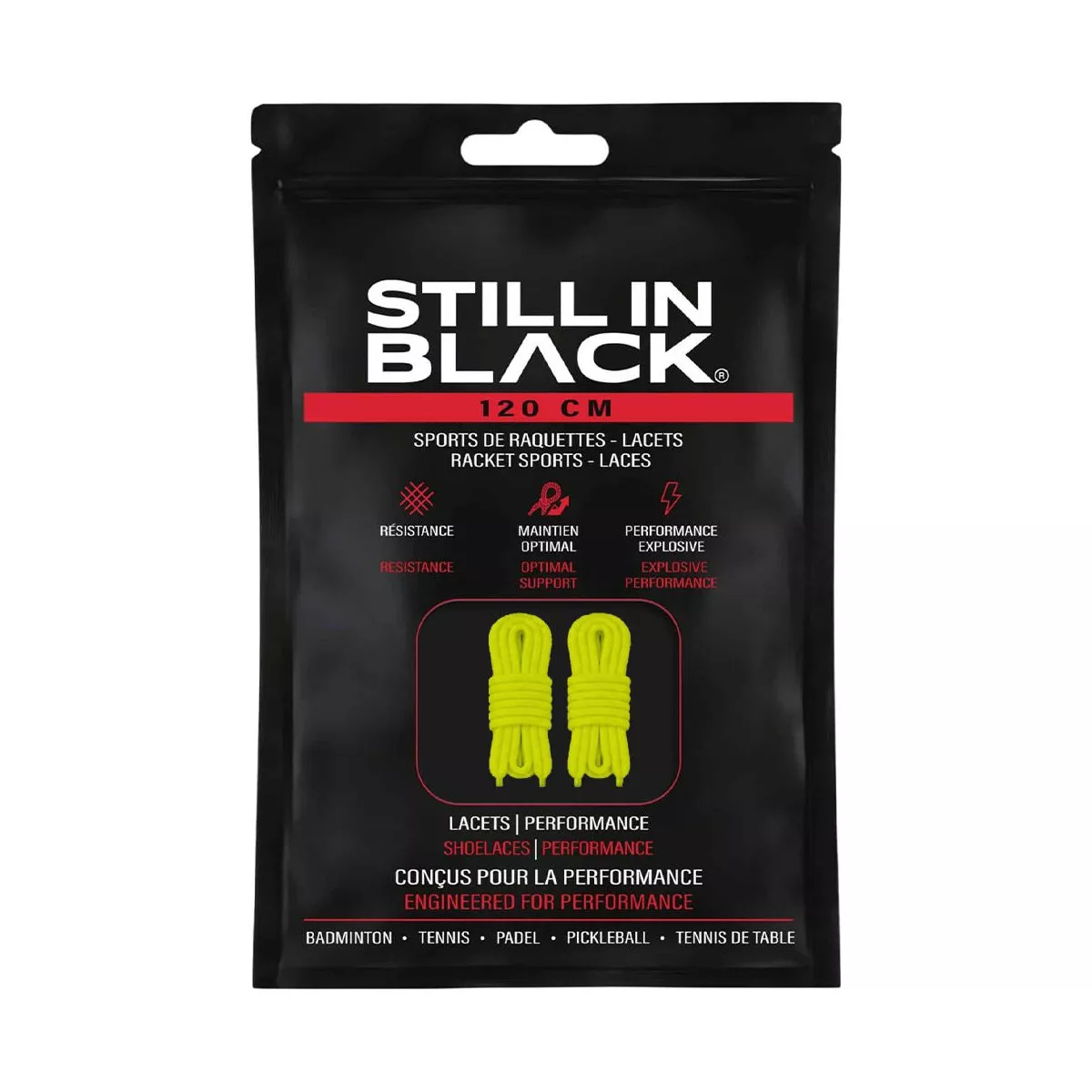 Still In Black Schn&uuml;rsenkel 120 cm Gelb