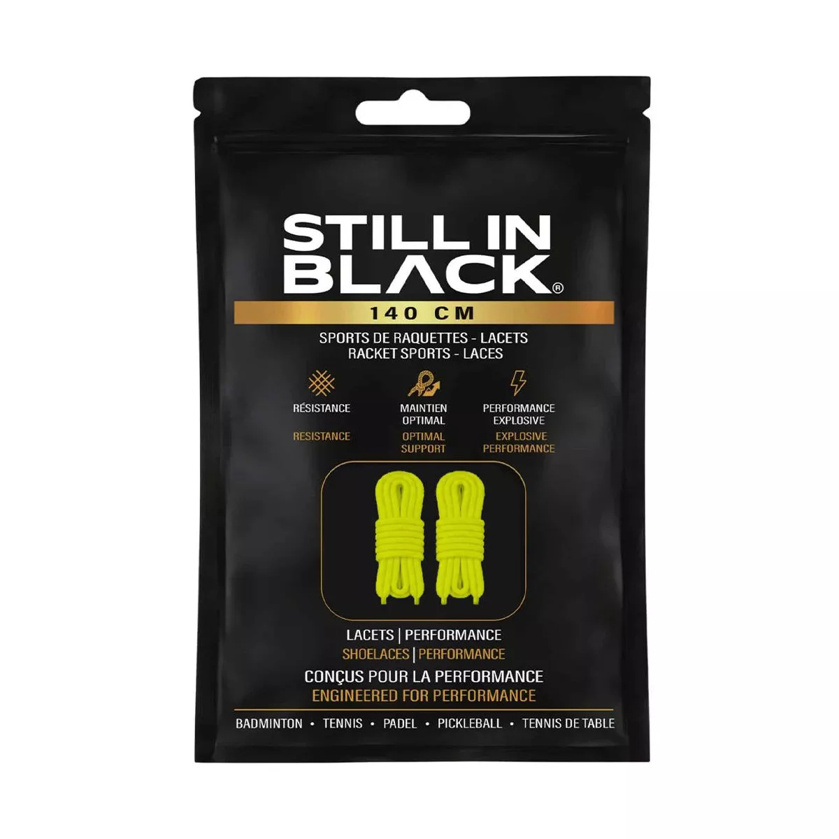 Still In Black Schn&uuml;rsenkel 140 cm Gelb